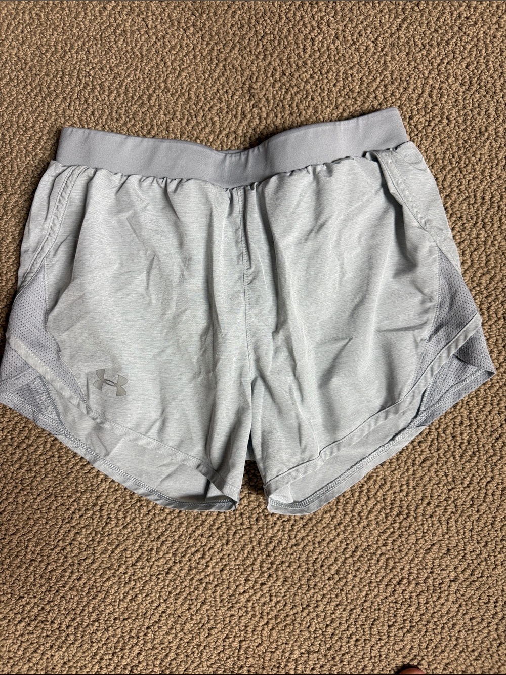 Under Armour Light Gray Women’s Athletic Shorts with Mesh Panels